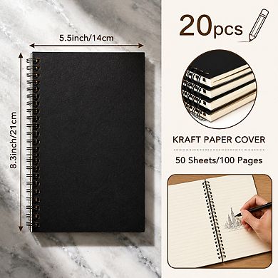 20 Pack A5 Spiral Notebooks Bulk College Ruled Hardcover Lined Writing Journals