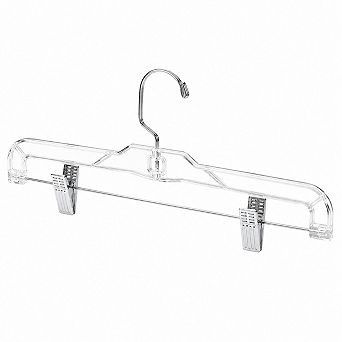 30 Pack 14 Inch Clear Plastic Pant Hangers with Adjustable Non Slip Clips