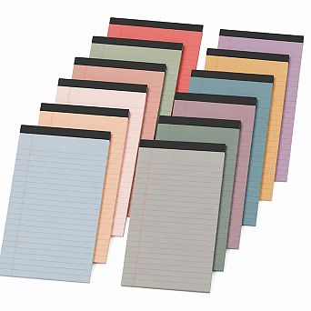 12 Pack Colored Narrow Ruled Legal Pads 5x8 Inch 50 Sheets Perforated
