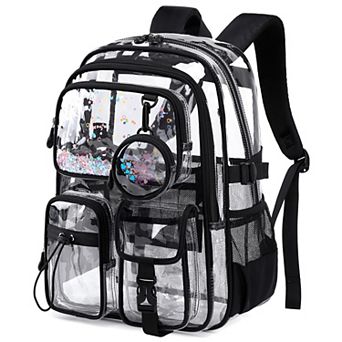 Heavy Duty Clear School Backpack Multi Compartment Transparent Bookbag