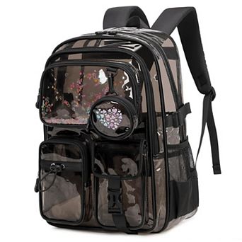 Heavy Duty Clear School Backpack Multi Compartment Transparent Bookbag