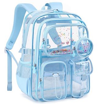 Heavy Duty Clear School Backpack Multi Compartment Transparent Bookbag