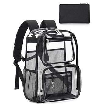 Heavy Duty Clear Backpack 3M Reflective Strips Large Capacity Multi Pocket School Travel Bag