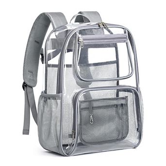 Heavy Duty Clear Backpack 3M Reflective Strips Large Capacity Multi Pocket School Travel Bag