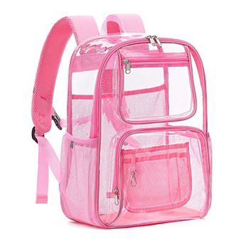 Heavy Duty Clear Backpack 3M Reflective Strips Large Capacity Multi Pocket School Travel Bag