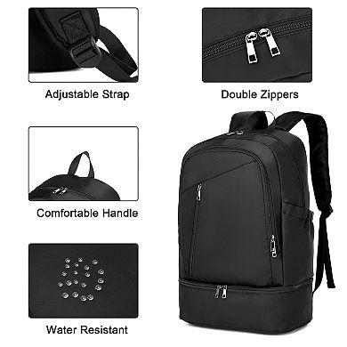 Waterproof Gym Backpack With Shoe Compartment Lightweight Travel Daypack