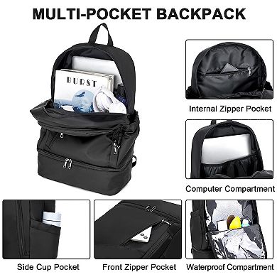 Waterproof Gym Backpack With Shoe Compartment Lightweight Travel Daypack