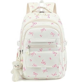 Cute Aesthetic School Backpack Teens Women With Cute Pins Pendant Travel Daily Bag