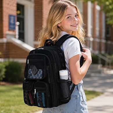Heavy Duty See Through Mesh Backpack Multi Compartment Breathable School Travel Sports