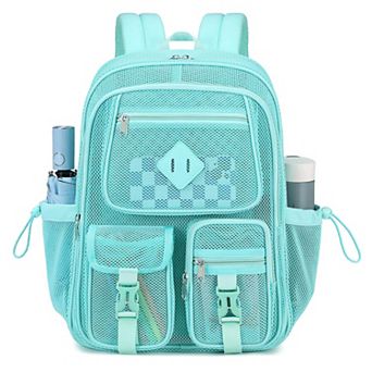 Heavy Duty See Through Mesh Backpack Multi Compartment Breathable School Travel Sports
