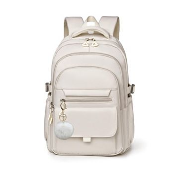Solid Color School Backpack Water Resistant Multi Pocket Lightweight Travel Daypack