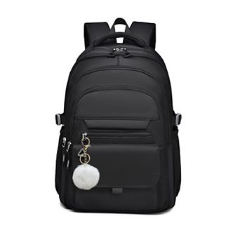 Solid Color School Backpack Water Resistant Multi Pocket Lightweight Travel Daypack