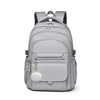 Solid Color School Backpack Water Resistant Multi Pocket Lightweight Travel Daypack
