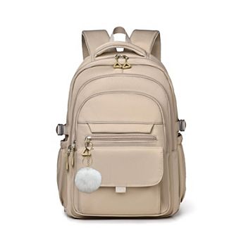 Solid Color School Backpack Water Resistant Multi Pocket Lightweight Travel Daypack