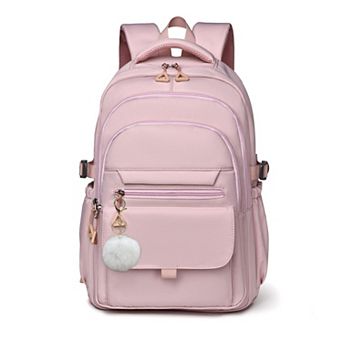 Solid Color School Backpack Water Resistant Multi Pocket Lightweight Travel Daypack