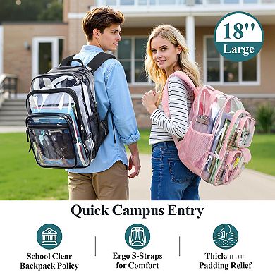 Extra Large Clear Heavy Duty Backpack For School Work Security Approved Organization