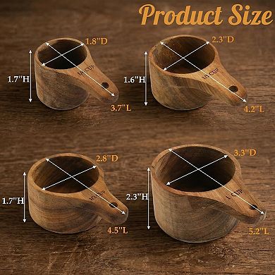 4-Piece Acacia Measuring Cup Set