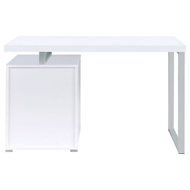 FurniFact White Office Desk Computer Desk with Drawers for Home or Workspace