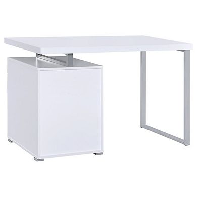 FurniFact White Office Desk Computer Desk with Drawers for Home or Workspace