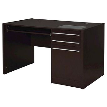 FurniFact Contemporary Brown Office Desk With 2 Drawers And Cabinet For Workspace