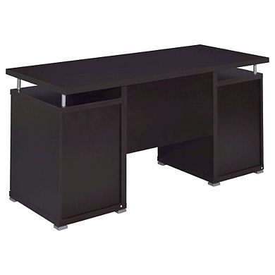 FurniFact Spacious 55-Inch Office Desk with Drawers Brown Computer Work Desk