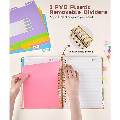 B5 Spiral Notebook Journal with Removable Dividers Tabs, 300 Pages Leather Notebook College Ruled