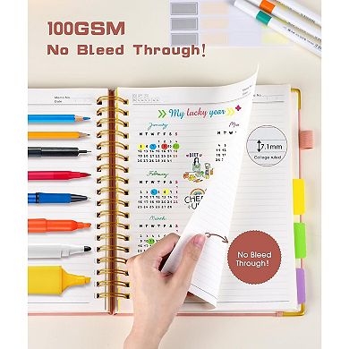 B5 Spiral Notebook Journal with Removable Dividers Tabs, 300 Pages Leather Notebook College Ruled