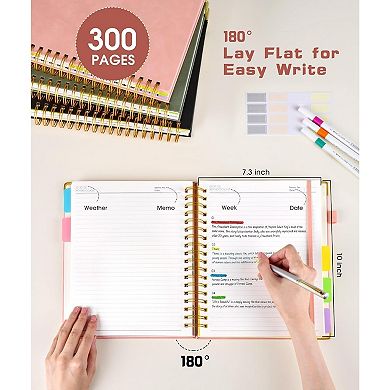 B5 Spiral Notebook Journal with Removable Dividers Tabs, 300 Pages Leather Notebook College Ruled