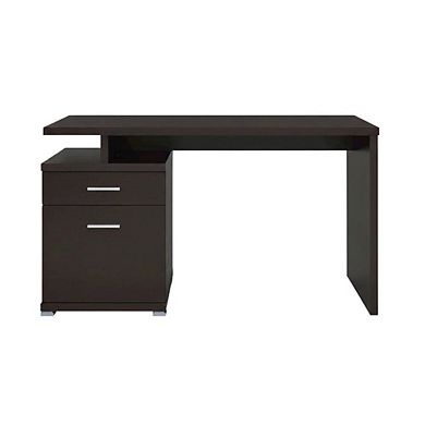 FurniFact Contemporary Cappuccino Office Desk With 2 Drawers And Rectangular Top