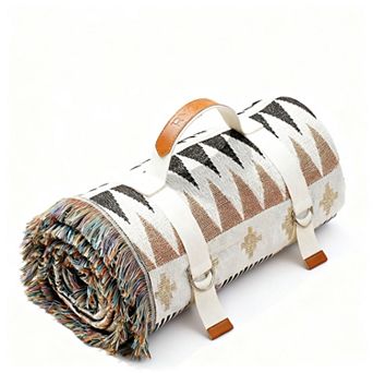 2 in 1 Extra Large Outdoor Picnic Mat Woven Summer Blanket Boho Jumbo Beach Trip