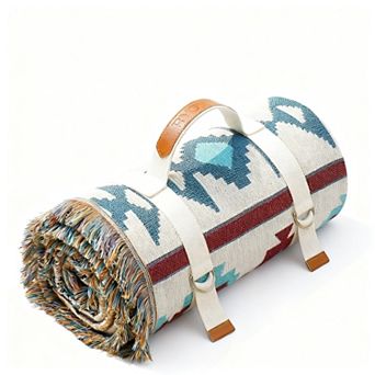 2 in 1 Extra Large Outdoor Picnic Mat Woven Summer Blanket Boho Jumbo Beach Trip