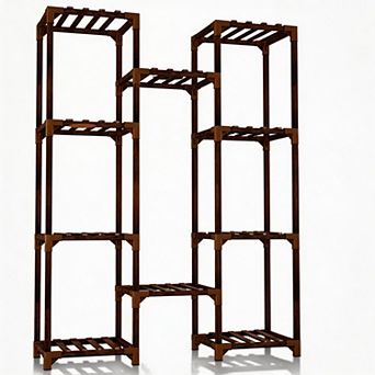 10 tier Wooden Plant Stand Indoor Outdoor Corner Garden Use