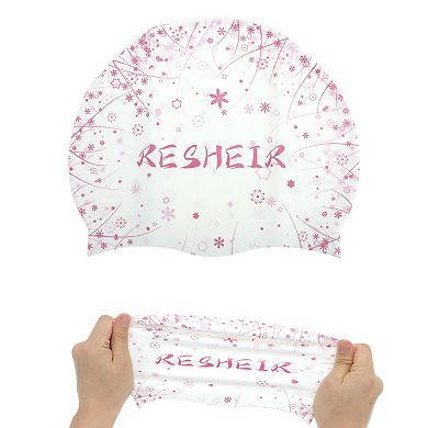 Silicone Waterproof Floral Pattern Swim Cap 1 Pc