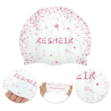 Silicone Waterproof Floral Pattern Swim Cap 1 Pc