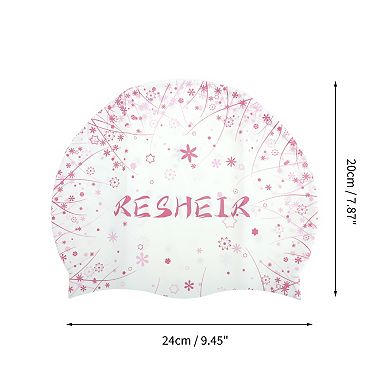 Silicone Waterproof Floral Pattern Swim Cap 1 Pc
