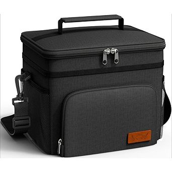 Medium Leakproof Insulated Lunch Bag with 4 Pockets & Adjustable Strap for Work Picnic Travel