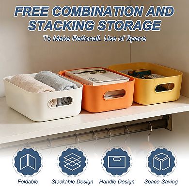 4Pcs Plastic Storage Bins, Pantry Organizer Bins and Storage Baskets with Handles for Home Office