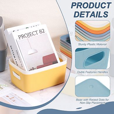 4Pcs Plastic Storage Bins, Pantry Organizer Bins and Storage Baskets with Handles for Home Office