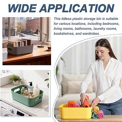 4Pcs Plastic Storage Bins, Pantry Organizer Bins and Storage Baskets with Handles for Home Office