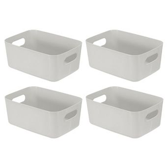 4 pc Plastic Storage Bins, Pantry Organizer Bins and Storage Baskets with Handles for Home Office
