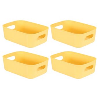 4 pc Plastic Storage Bins, Pantry Organizer Bins and Storage Baskets with Handles for Home Office