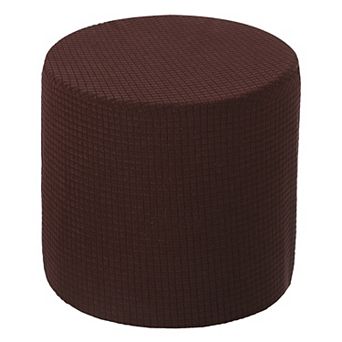 Ottoman Cover Round, Stretch Ottoman Slipcover Non-Slip Footstool Protector Cover 1 pc