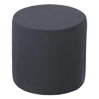 Ottoman Cover Round, Stretch Ottoman Slipcover Non-Slip Footstool Protector Cover 1 pc