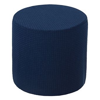 Ottoman Cover Round, Stretch Ottoman Slipcover Non-Slip Footstool Protector Cover 1 pc