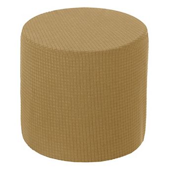 Ottoman Cover Round, Stretch Ottoman Slipcover Non-Slip Footstool Protector Cover 1 pc