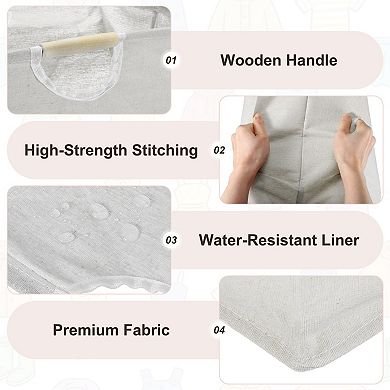 Large Laundry Basket, Foldable Laundry Hamper with Wooden Handles Freestanding Storage 1 Pc