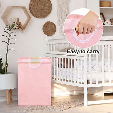 Large Laundry Basket, Foldable Laundry Hamper with Wooden Handles Freestanding Storage 1 Pc