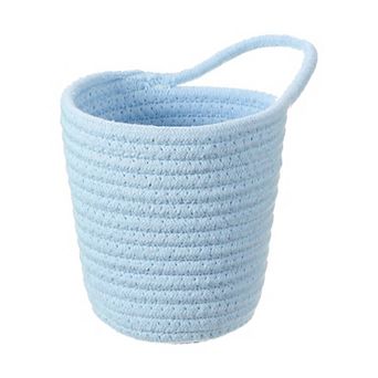 Small Cotton Rope Woven Storage Basket, Shelf Closet Storage Gift Woven Baskets, Round with Handle