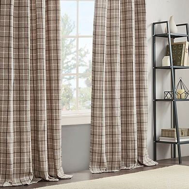95" x 50" Plaid Rod Pocket and Back Tab Curtain Panel with Fleece Lining