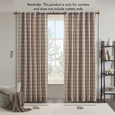 95" x 50" Plaid Rod Pocket and Back Tab Curtain Panel with Fleece Lining